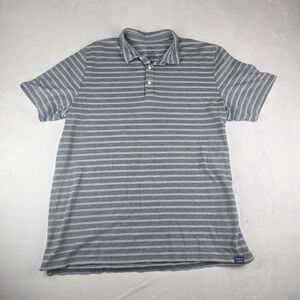 LLBean Mens XXL Tall Traditional Fit Striped‎ Short Sleeve Polo Shirt Gray White